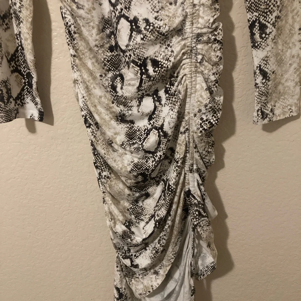 Privy Black and White Snake Print Long Sleeve Dress - Picture 3 of 4